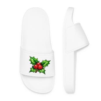 Holly with Berries - Women’s Pool Sliders - white - Front
