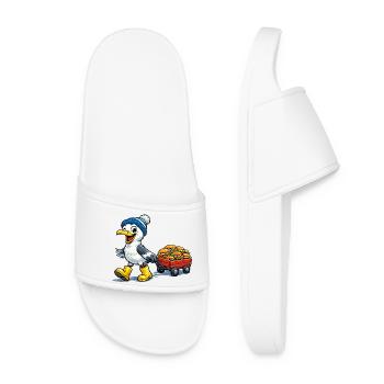 Seagull with handcart - Women’s Pool Sliders - white - Front