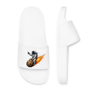 Astronaut hits meteor rocket - Women’s Pool Sliders - white - Front