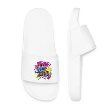 Retro 90s Bengal Cat Sprint - Women’s Pool Sliders - white - Front