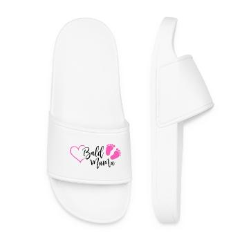 Soon Mom Baby Pregnancy Birth Heart Girl - Women’s Pool Sliders - white - Front