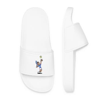 Tennis Serve, Full Color Design - Women’s Pool Sliders - white - Front