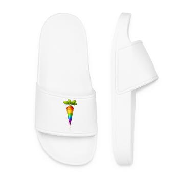 Rainbow Carrot Colorful Vegetable Design - Women’s Pool Sliders - white - Front