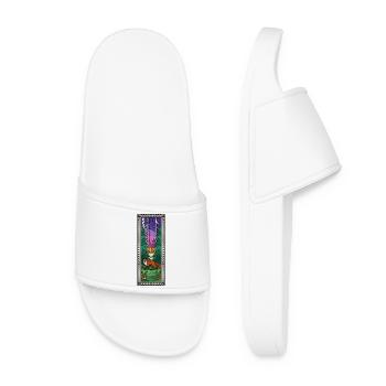Forest Night Fox Stained Glass Window - Women’s Pool Sliders - white - Front
