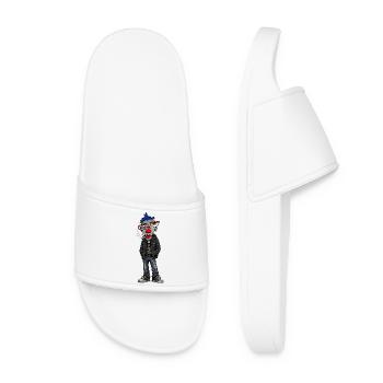 Punk : Blue Mohican en jean - Claquettes Femme - blanc - Devant