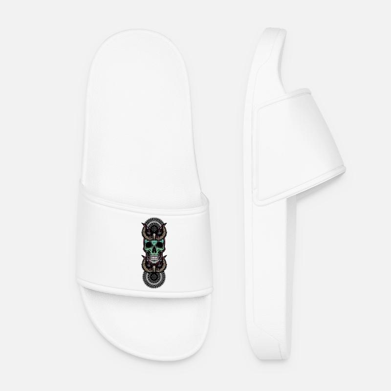 Totenkopf mit Eule - Frauen Badelatschen - Weiß
