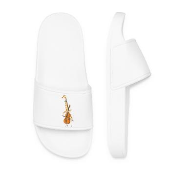 Giraffe Musician with Cello - Women’s Pool Sliders - white - Front