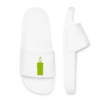 Green Candle Flame Silhouette - Women’s Pool Sliders - white - Front