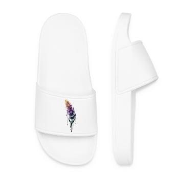 Lavendel mit tropfender Farbe - Frauen Badelatschen - Weiß - Vorne