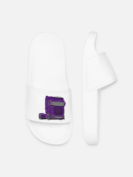 Truck,Truck,Truck,Car,Trucker, Car, - Women’s Pool Sliders - white