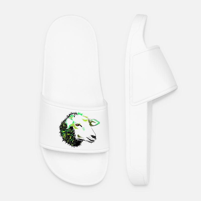 Sheep, lamb, shepherd, nature, environment, - Women’s Pool Sliders - white
