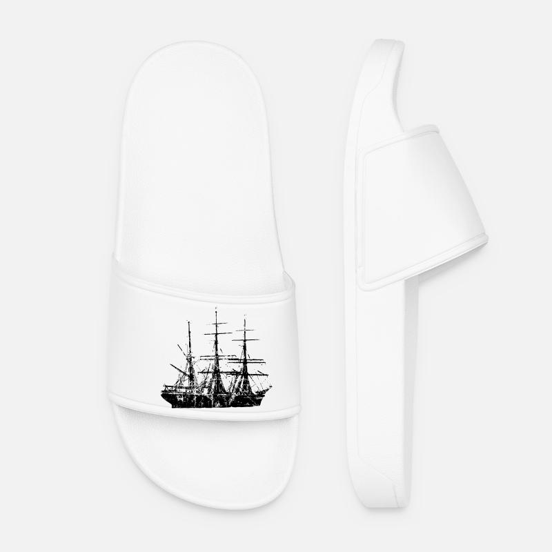 Sailing Ship Sailing Design Vintage (EU) - Women’s Pool Sliders - white