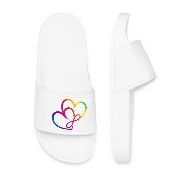 Deux cœurs Arc-en-ciel Infinity Love CSD LGBT - Claquettes Femme - blanc - Devant