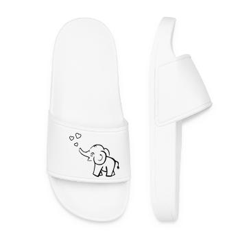 Cute elephant blows hearts - Women’s Pool Sliders - white - Front