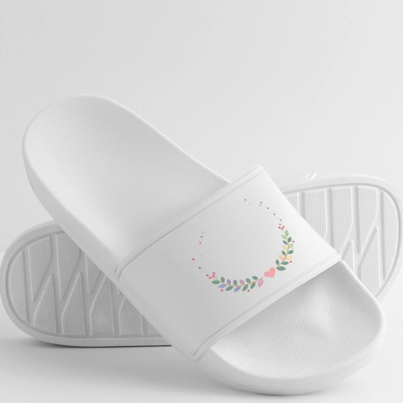delicate frame from multi-colored branches and heart Women’s Pool Sliders
