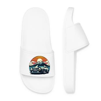 JDM car Japanese Retro Car Racing Drifting Legend - Women’s Pool Sliders - white - Front