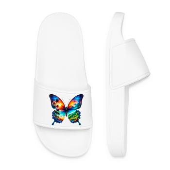 Schmetterling - Frauen Badelatschen - Weiß - Vorne