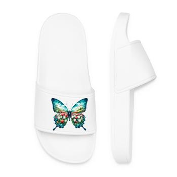 Butterfly flowers tulips tulip - Women’s Pool Sliders - white - Front