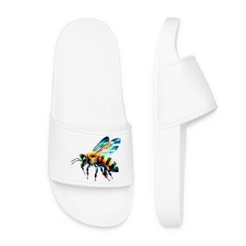Polygonal Bee - Women’s Pool Sliders - white - Front