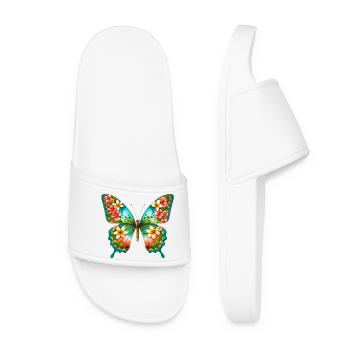 Butterfly Plumeria Frangipani Plumerie - Women’s Pool Sliders - white - Front