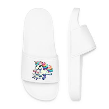 Unicorn mother with child - Women’s Pool Sliders - white - Front