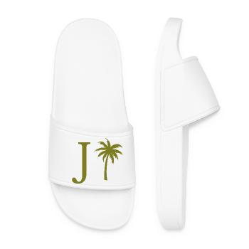 Lettre j vert Palm - Claquettes Femme - blanc - Devant