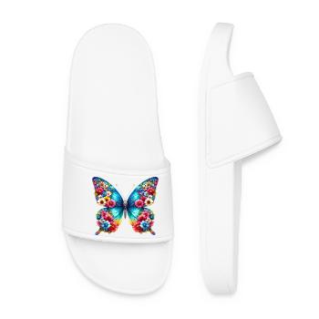 Schmetterling - Frauen Badelatschen - Weiß - Vorne