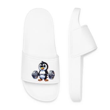 Starker Pinguin Workout Hantel Krafttraining - Frauen Badelatschen - Weiß - Vorne