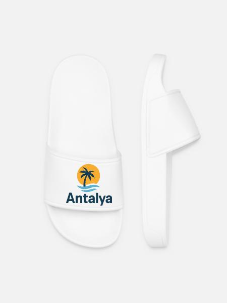 Antalya Palmenstrand Sonnenlogo - Frauen Badelatschen - Weiß