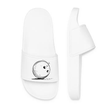 Bowling Ball Drawing - Women’s Pool Sliders - white - Front