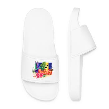 Barbados Vintage Hummingbird and Caribbean Design - Women’s Pool Sliders - white - Front