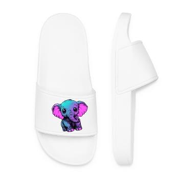 Neon Elephant Pop Art Colors - Women’s Pool Sliders - white - Front