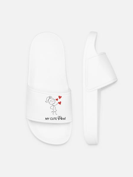 Cute Girl with Little Hearts - Women’s Pool Sliders - white