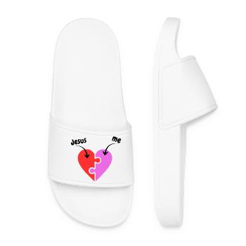 Jesus & me - Heart - Puzzle - Christian - Women’s Pool Sliders - white - Front