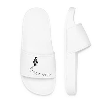 Penguin But Why Antarctica Mountain Meme Backprint - Women’s Pool Sliders - white - Front