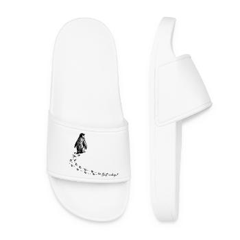 Mais pourquoi ? Empreintes de mème du manchot gribouillis gribouillis - Claquettes Femme - blanc - Devant