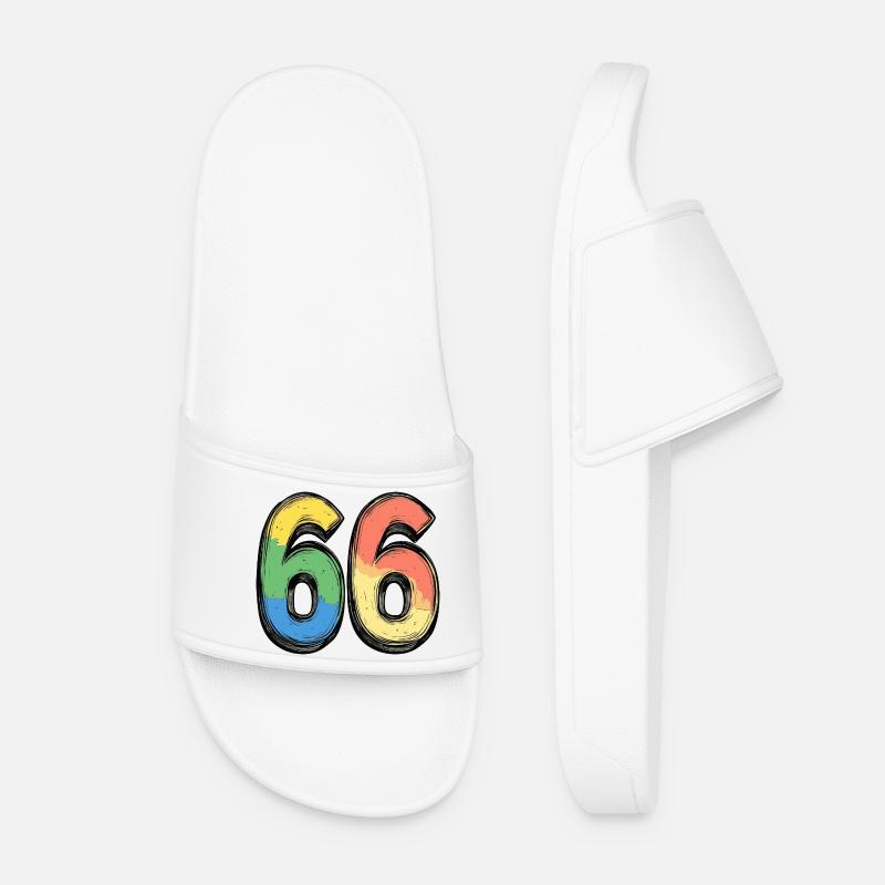 66 Number Colorful - Women’s Pool Sliders - white