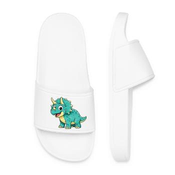 Triceratops Dino Comic - Women’s Pool Sliders - white - Front