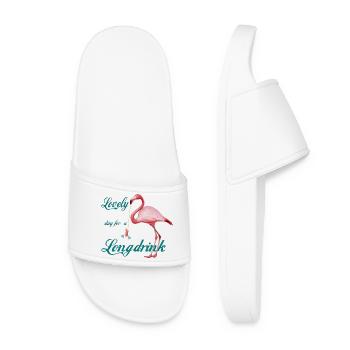 Flamingo with Long Drink Retro - Women’s Pool Sliders - white - Front