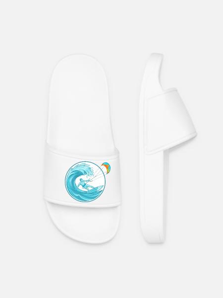 Kitesurfing Ocean Wave - Extreme Water Sports - Women’s Pool Sliders - white