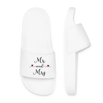 Mr and Mrs - Women’s Pool Sliders - white - Front