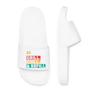 Grillen, Kühlen und Nachfüllen - Frauen Badelatschen - Weiß - Vorne