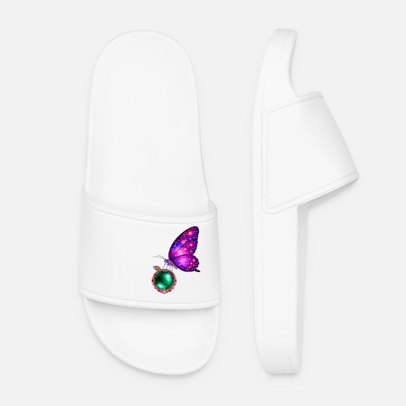 Emerald Rebirth – Cosmic Butterfly - Women’s Pool Sliders - white