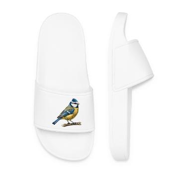 Mésange bleue sur branche - Claquettes Femme - blanc - Devant