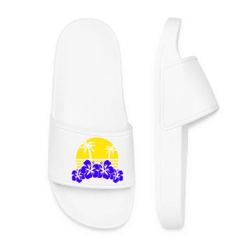 Tropical Evening Sun Hibiscus - Women’s Pool Sliders - white - Front