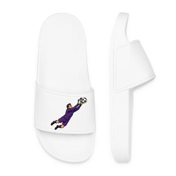 Purple goalkeeper in the jump - Women’s Pool Sliders - white - Front