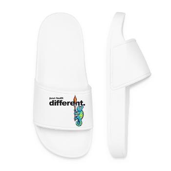Just Built Different – Funny Chameleon Art - Women’s Pool Sliders - white - Front