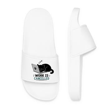 Cat break on the laptop - Women’s Pool Sliders - white - Front