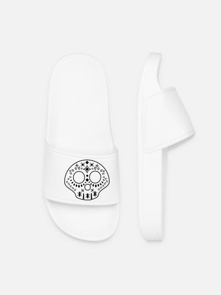 Calavera - Crâne à motifs - noir - Claquettes Femme - blanc