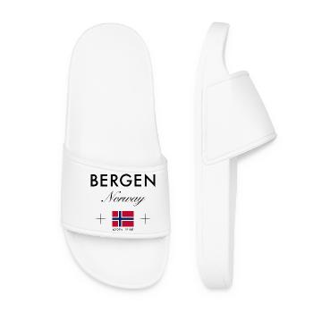 Bergen Norwegen Koordinaten Reise Souvenir - Frauen Badelatschen - Weiß - Vorne